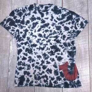 True Religion Shirt Womens Medium Loungewear White Black Tie Dye Short Sleeve
